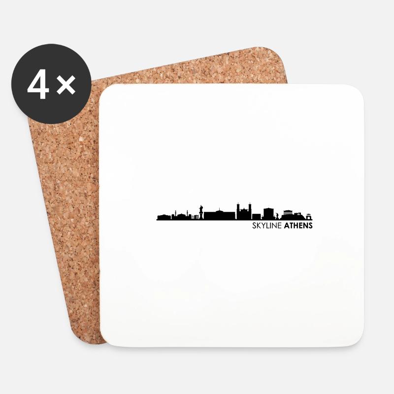 Skyline - Athènes Grèce - Dessous de verre (lot de 4) - blanc