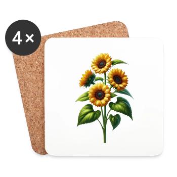 Tournesol Floral Fleur de vigne Floral Fleur Floral - Dessous de verre (lot de 4) - blanc - Devant