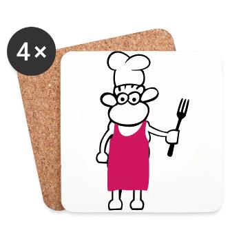 chef de cuisine - Dessous de verre (lot de 4) - blanc - Devant