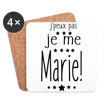Je Me MARIe,citations,message,mariage - Dessous de verre (lot de 4) - blanc - Devant
