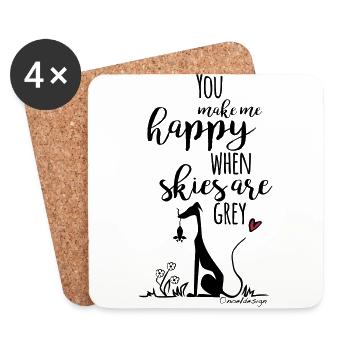 You make me happy - Untersetzer (4er-Set) - Weiß - Vorne