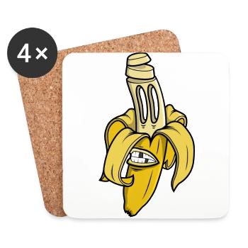 Banane in Scheiben geschnitten - Untersetzer (4er-Set) - Weiß - Vorne
