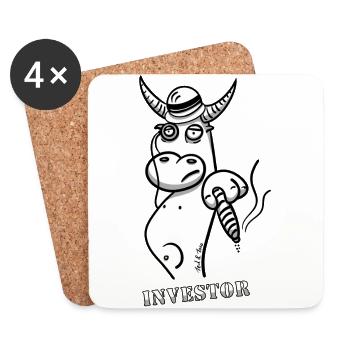 Le taureau en tant que patron, investisseur et entrepreneur - Dessous de verre (lot de 4) - blanc - Devant