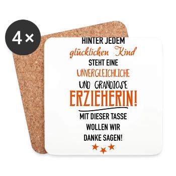 Erzieherin Tasse - Untersetzer (4er-Set) - Weiß - Vorne