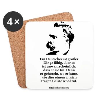 Nietzsche: Ein Deutscher ist großer Dinge fähig, - Untersetzer (4er-Set) - Weiß - Vorne