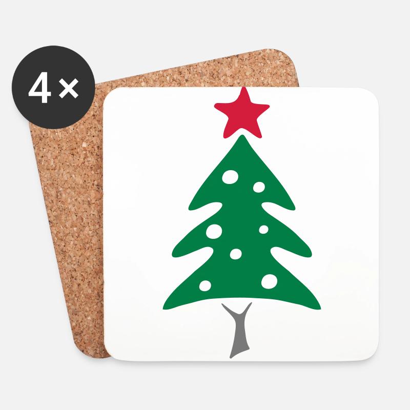 Weihnachtsbaum - Untersetzer (4er-Set) - Weiß