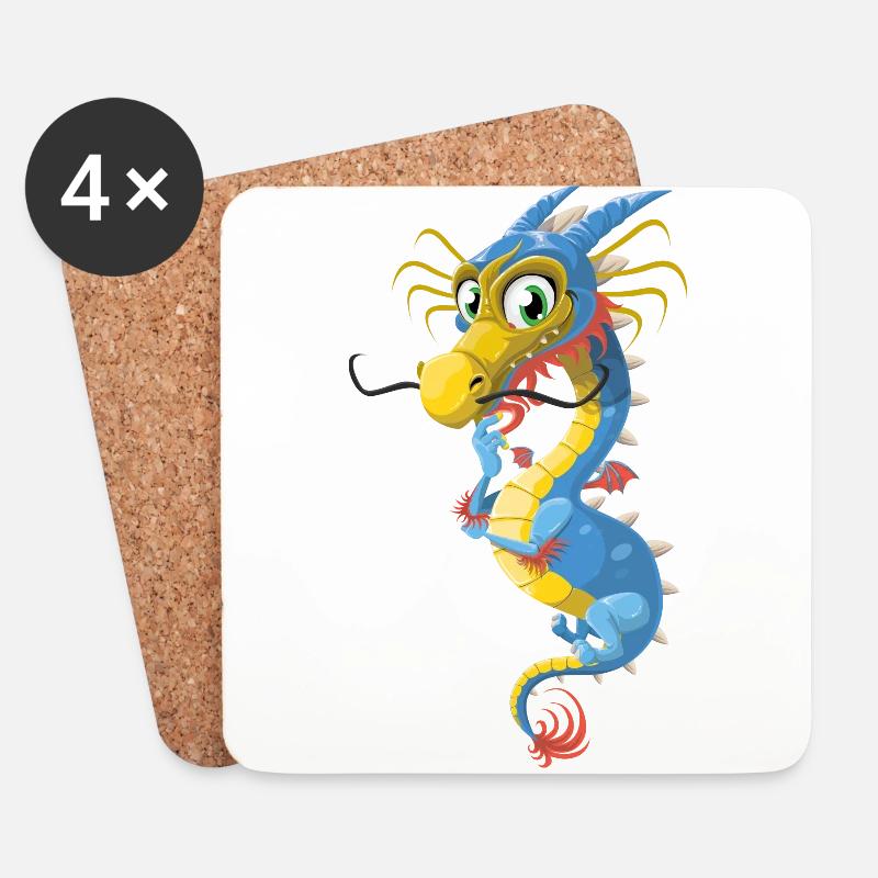 drache - Untersetzer (4er-Set) - Weiß