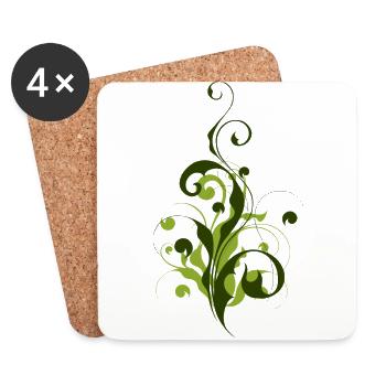 Abstrakte Pflanze - Blume - Flora - Coasters (set of 4) - white - Front