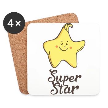 Stern: Super star - Untersetzer (4er-Set) - Weiß - Vorne