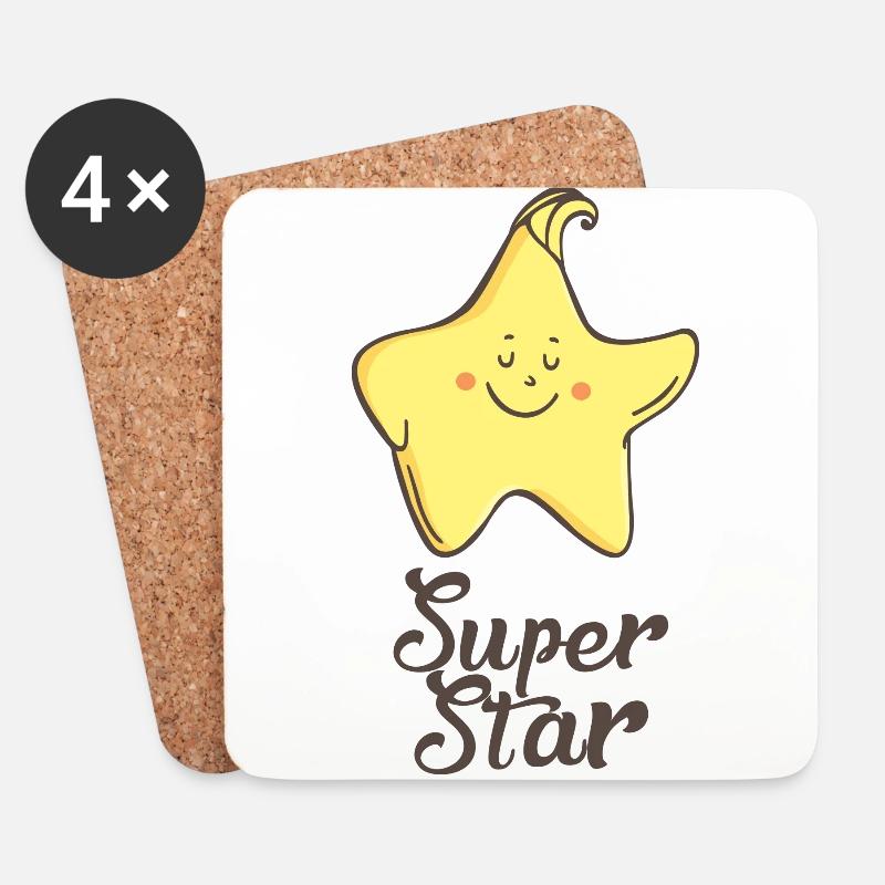 Stern: Super star - Untersetzer (4er-Set) - Weiß