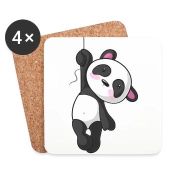 Hanging cartoon panda - Coasters (set of 4) - white - Front