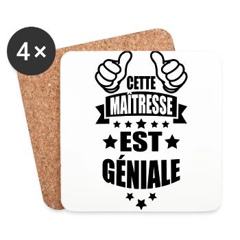 cette maîtresse est géniale - Dessous de verre (lot de 4) - blanc - Devant