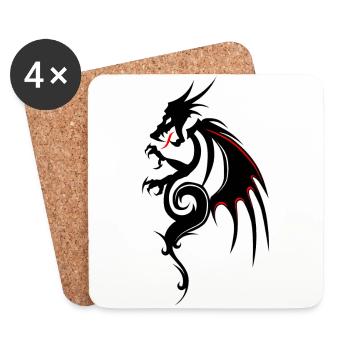 dragon tribal tatouage forme 2004 uuu w - Dessous de verre (lot de 4) - blanc - Devant