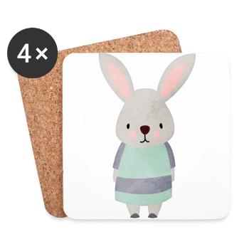 Hase Löffel - Untersetzer (4er-Set) - Weiß - Vorne