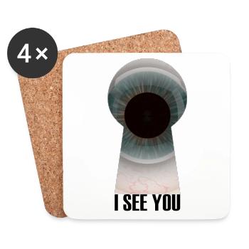 Auge Schlüsselloch, ich sehe dich - Untersetzer (4er-Set) - Weiß - Vorne