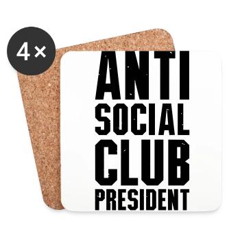Anti social club president - Coasters (set of 4) - white - Front
