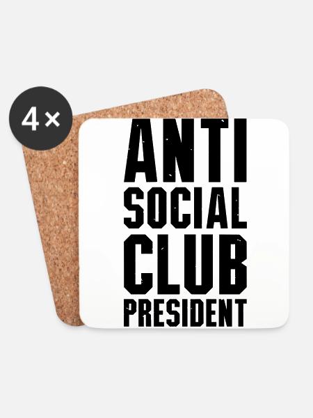 Anti social club president - Coasters (set of 4) - white