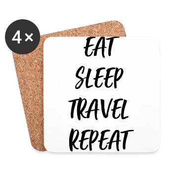 Mangez la répétition de voyage de sommeil - Dessous de verre (lot de 4) - blanc - Devant