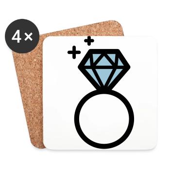 Engagement ring with diamond - Coasters (set of 4) - white - Front