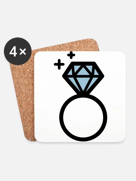 Engagement ring with diamond - Coasters (set of 4) - white