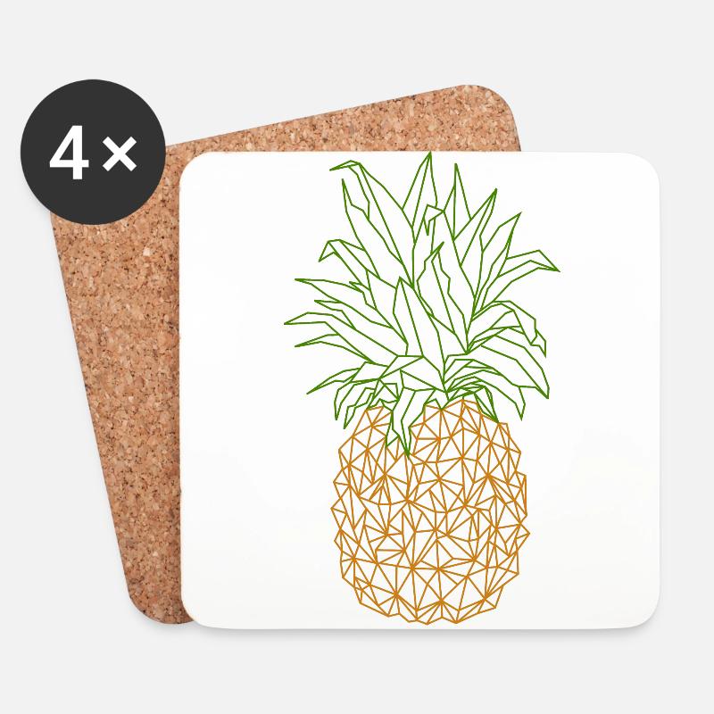 Geometrische Ananas - Untersetzer (4er-Set) - Weiß