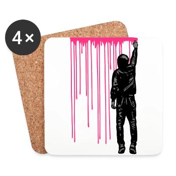 STREET ART - SPRAY BOY - Untersetzer (4er-Set) - Weiß - Vorne