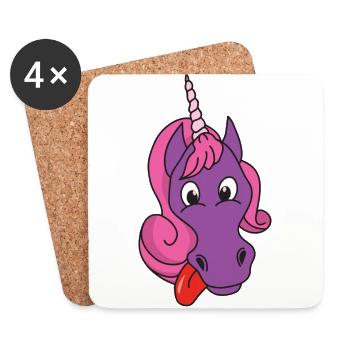 licorne - Dessous de verre (lot de 4) - blanc - Devant
