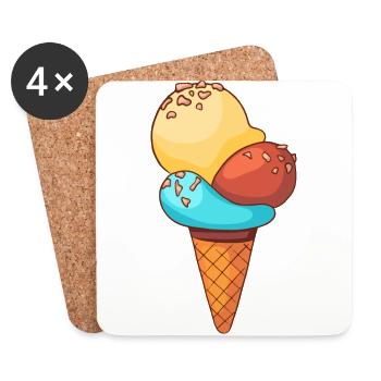 Eis Speiseeis Eiskrem Eiscreme Kugeleis Eisbecher - Untersetzer (4er-Set) - Weiß - Vorne