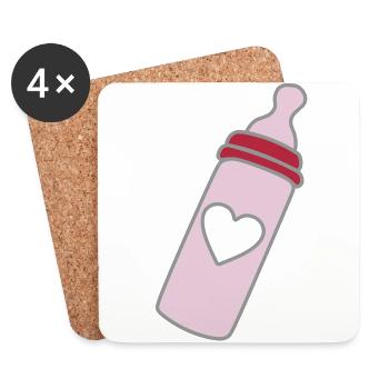 biberon coeur - Dessous de verre (lot de 4) - blanc - Devant