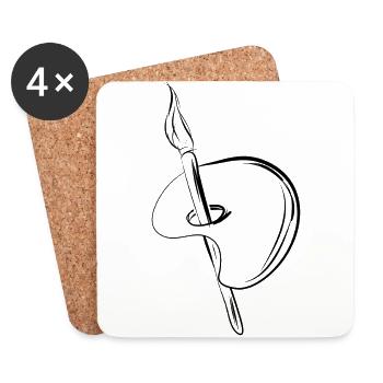 Color palette, creative, artist gift idea brush - Coasters (set of 4) - white - Front