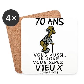 70 ans vieux monsieur anniversaire humou - Dessous de verre (lot de 4) - blanc - Devant