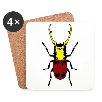Scarabée insecte insecte - Dessous de verre (lot de 4) - blanc - Devant