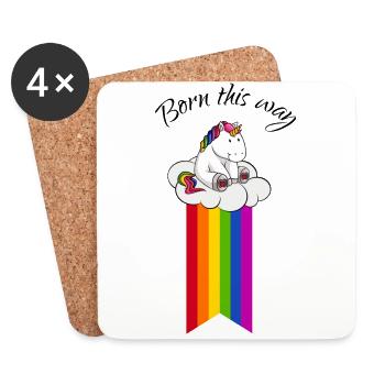 Born this way Unicorn LGBT Gay Pride Unicorn - Coasters (set of 4) - white - Front