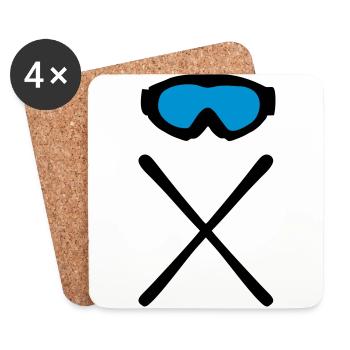 Skier & Skibrille - Coasters (set of 4) - white - Front