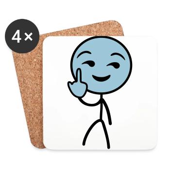 Fuck you stickman - Dessous de verre (lot de 4) - blanc - Devant