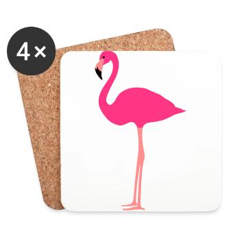 Flamingo 3 colors - Coasters (set of 4) - white - Front