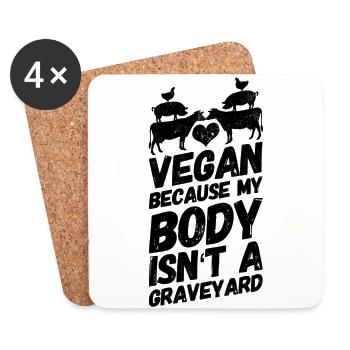 Vegan Vegan Vegan Cemetery Black - Coasters (set of 4) - white - Front