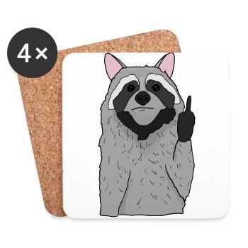 Sweet raccoon shows middle finger gift - Coasters (set of 4) - white - Front