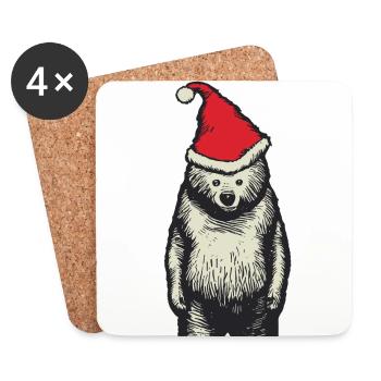Ours polaire, ours, Noël, drôle, cool - Dessous de verre (lot de 4) - blanc - Devant