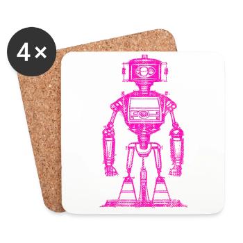 Robot fille rose - Dessous de verre (lot de 4) - blanc - Devant