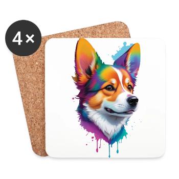 Dog Welsh Corgi Pembroke Dogs Design Pedigree Dog - Coasters (set of 4) - white - Front