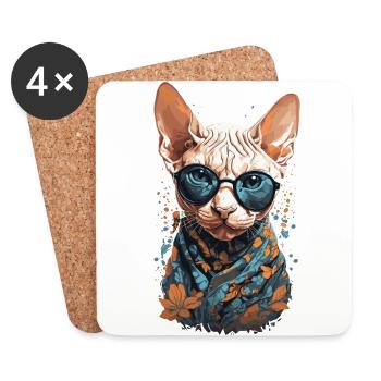 Cool Sphinx Cat Cat Mom Cat Design - Coasters (set of 4) - white - Front