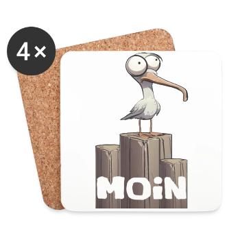 Norddeutschland moin die möwe Hafen - Untersetzer (4er-Set) - Weiß - Vorne