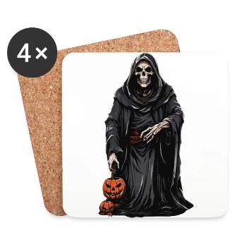 Mort avec la conception de la lanterne de citrouille d’Halloween - Dessous de verre (lot de 4) - blanc - Devant