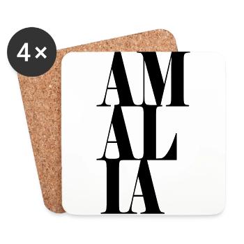 Amalia Surname First name Modern font Word Art - Coasters (set of 4) - white - Front