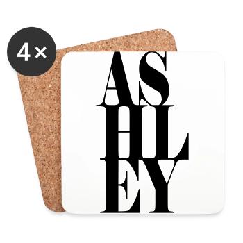 Ashley Nom Prénom Police moderne Word Art - Dessous de verre (lot de 4) - blanc - Devant