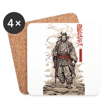 Retro Samurai Vintage Kanji Movie Poster Art - Untersetzer (4er-Set) - Weiß - Vorne