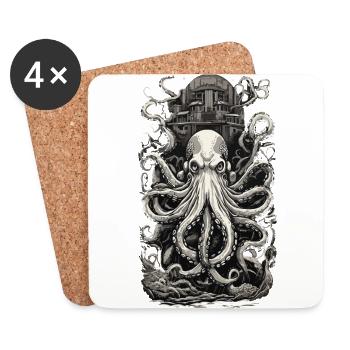 Vintage Octopus Japanese Tattoo Art Design - Coasters (set of 4) - white - Front