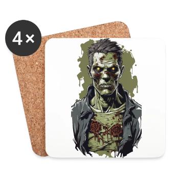 Zombie Night sur Halloween horreur Illustration - Dessous de verre (lot de 4) - blanc - Devant