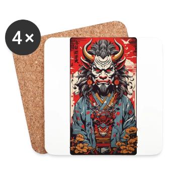 Retro Oni Anime Design Vintage Streetwear Stil - Untersetzer (4er-Set) - Weiß - Vorne